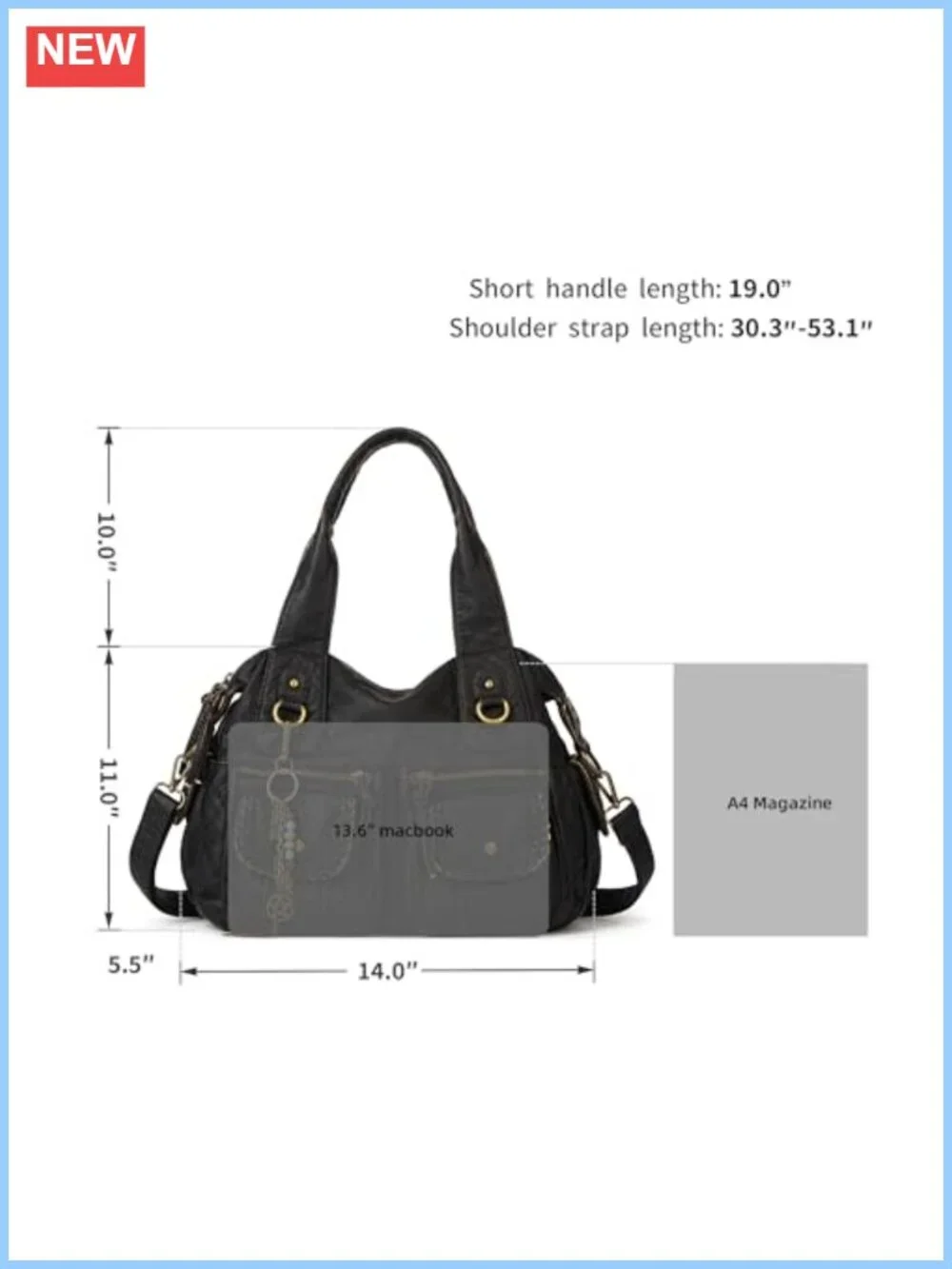 Women's Hobo Purse Vegan Leather Multi Pocket Tote Shoulder Bag